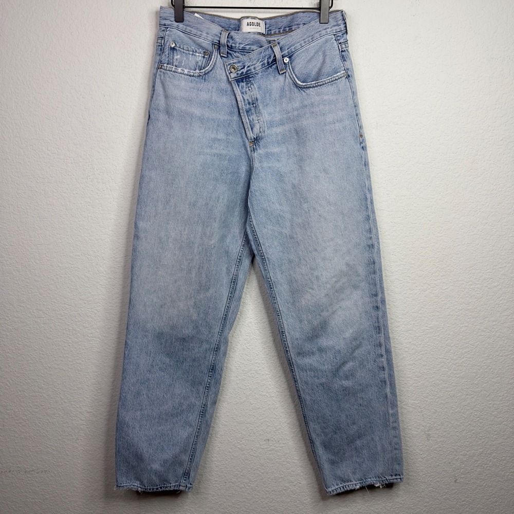 AGOLDE Criss Cross Jeans Women 27 Light Wash High Rise Straight Suburbia 90s